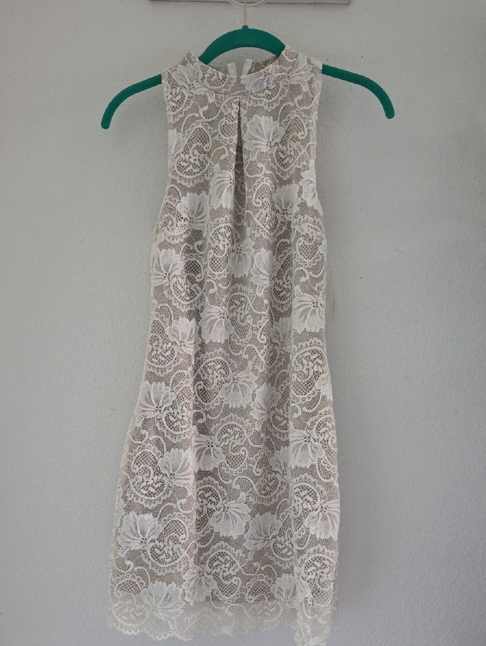 love, Fire Strapless Cream Lace Shift Dress with Floral Overlay